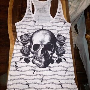 Black Matter White and Black Skull Tank Top
